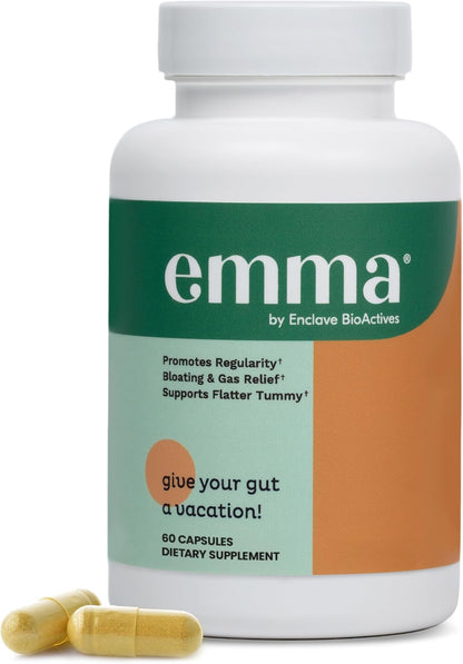 Emma Gut Health Doctors Endorsed Supplement - 60 Capsules - Relief from Gas and Bloating, - Gut Health & Colon Cleanse Formula